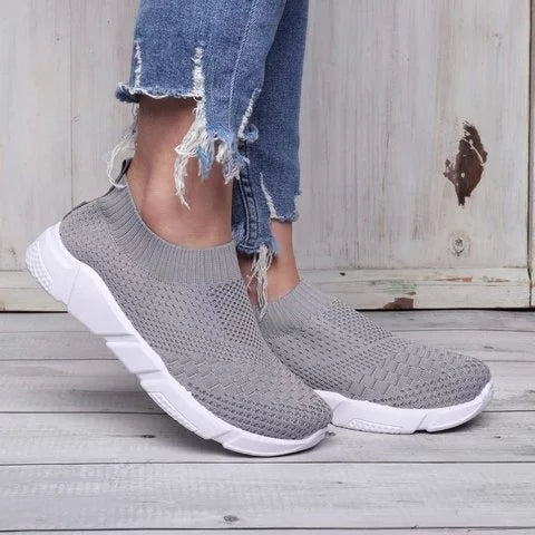 Women Breathable Elastic Cloth Sneakers Platform Slip On Sneakers Plus Size Loafers - fashionshoeshouse