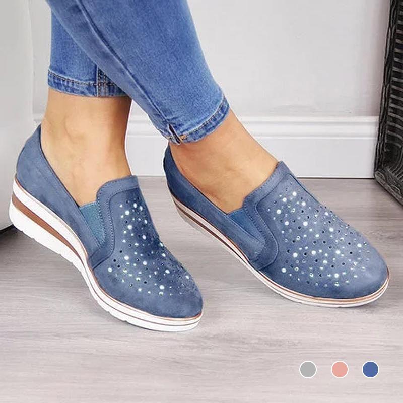 Blaudonau- Damen Modische Freizeitschuhe mit Strass