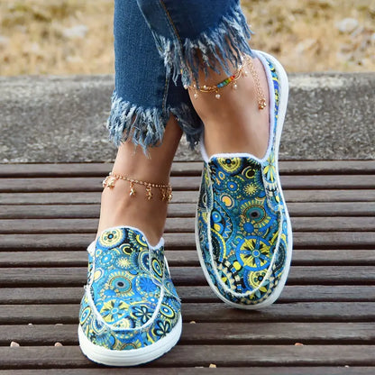 Canvas women's shoes with floral print