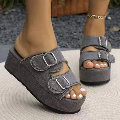 Buckle Design Open Toe Summer Shoes