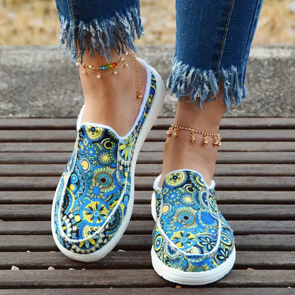 Canvas women's shoes with floral print