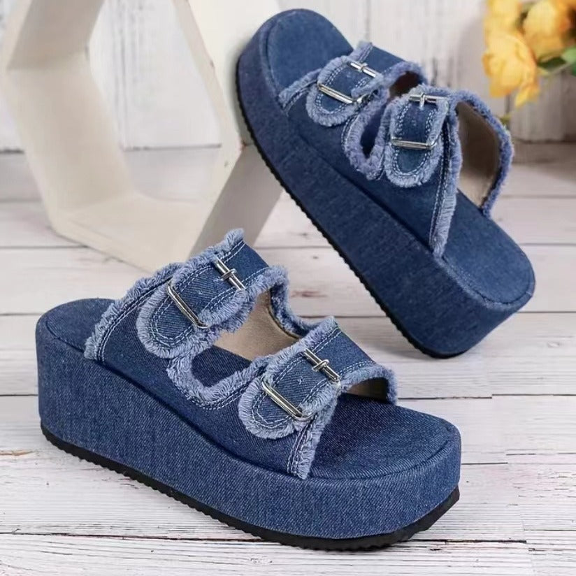 Buckle Design Open Toe Summer Shoes