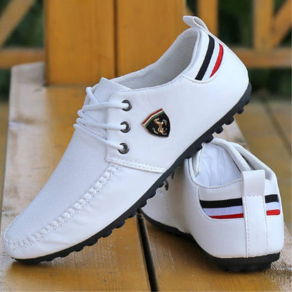 British Sneakers Solid Lace-up Men Leather Shoes