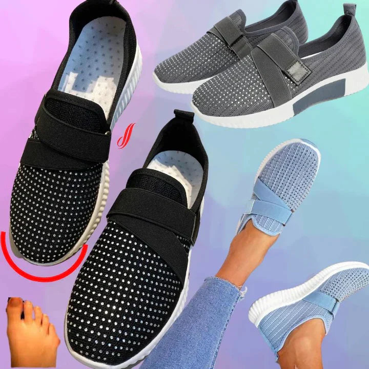 Comfortable and breathable shoes with rhinestones