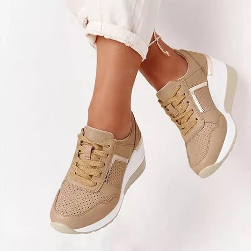 Lace Up Sports Shoes Platform Wedge