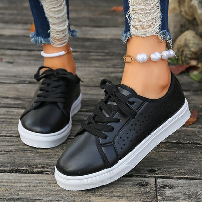 Faux leather lace-up vented sneakers