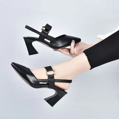 Ankle Strap Block Low Heels