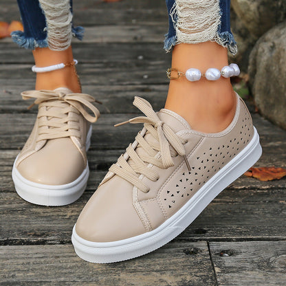 Faux leather lace-up vented sneakers