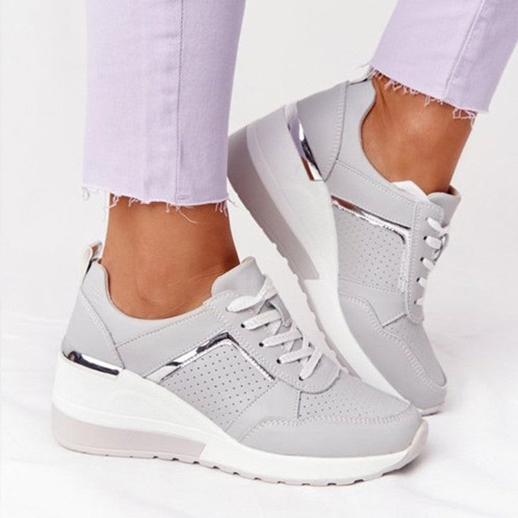 Lace Up Sports Shoes Platform Wedge