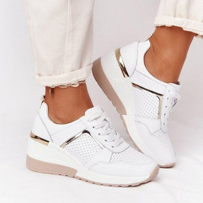 Lace Up Sports Shoes Platform Wedge