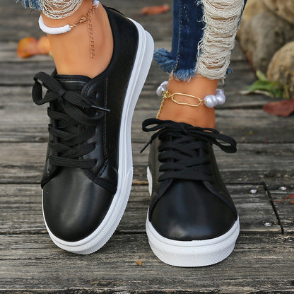 Faux leather lace-up vented sneakers