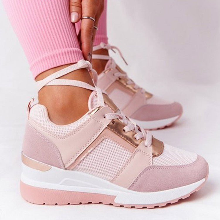 Lace Up Sports Shoes Platform Wedge