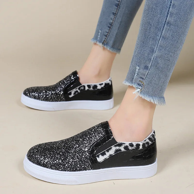 Glitter Sequins Flat Loafers