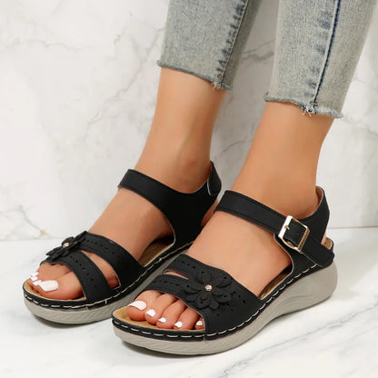 Buckle open toe, wedge beach sandals