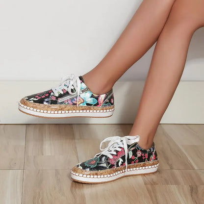 Floral Print Women's Vulcanized Sneakers