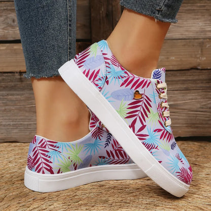 Hawaiian hibiscus print casual flats