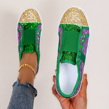 Low-top Colorblock Casual Round Toe Sequin