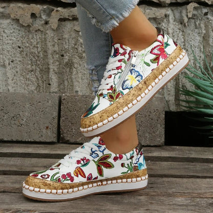 Floral Print Women's Vulcanized Sneakers