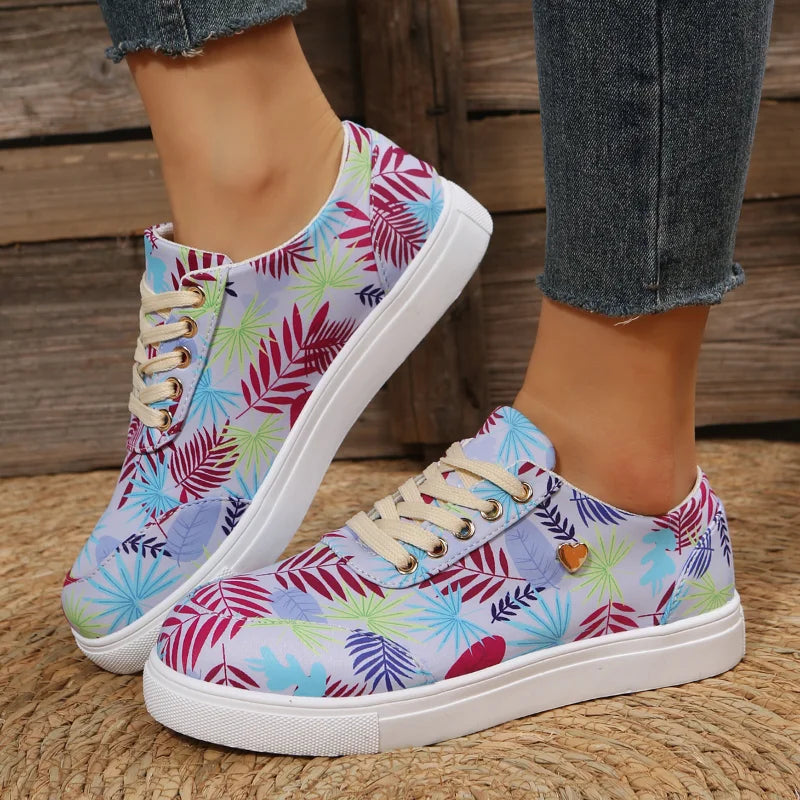 Hawaiian hibiscus print casual flats