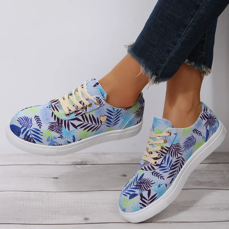 Hawaiian hibiscus print casual flats