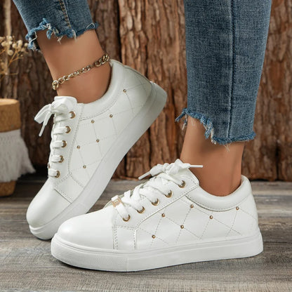 Lace-up Flats Shoes with Metal Buckle