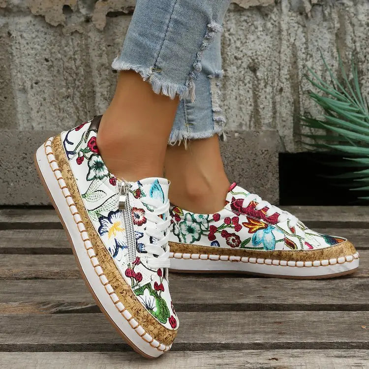 Floral Print Women's Vulcanized Sneakers