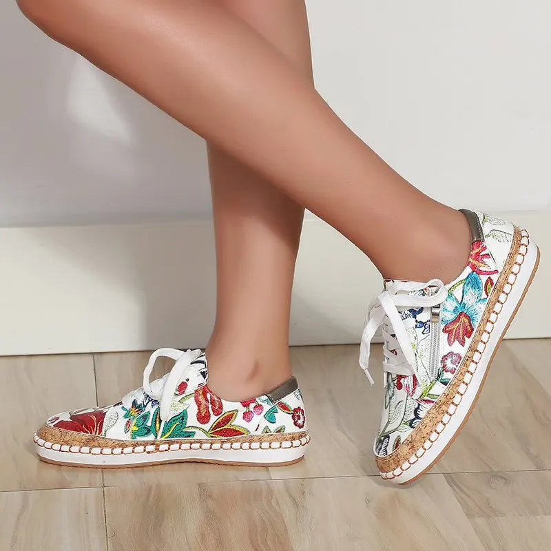 Floral Print Women's Vulcanized Sneakers