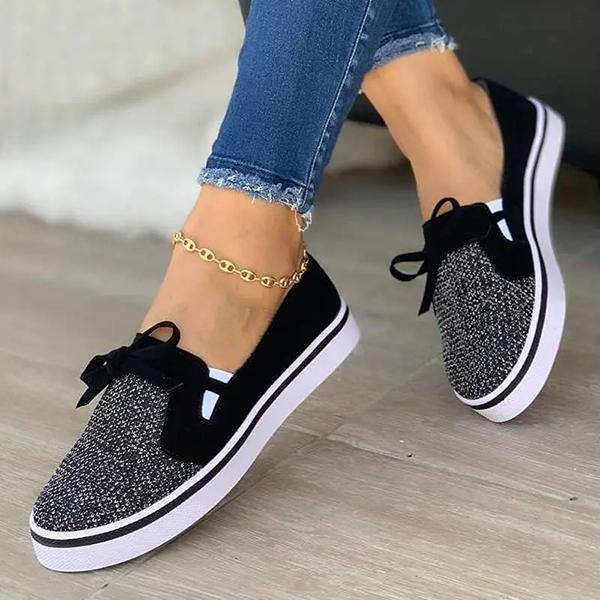 Simple Fabric Slip On Flat Heel Loafers Oshnow