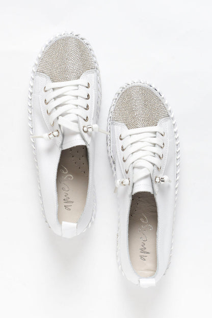 Flat Bottomed Sneakers with Rhinestone