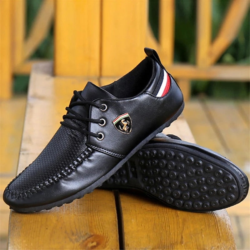 British Sneakers Solid Lace-up Men Leather Shoes