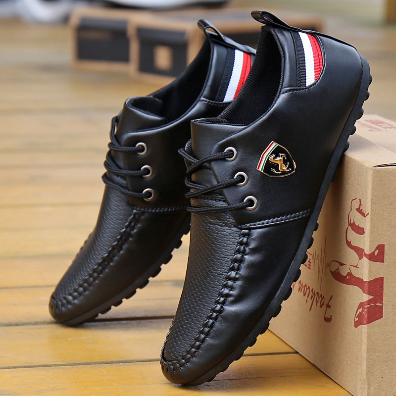 British Sneakers Solid Lace-up Men Leather Shoes