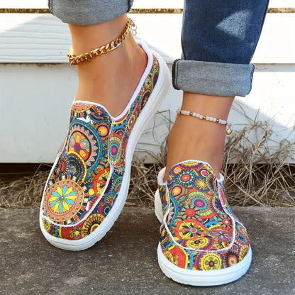 Canvas women's shoes with floral print