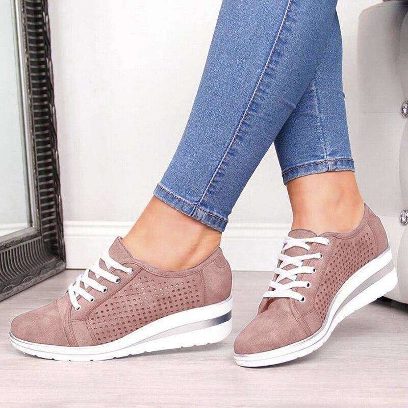 Breathable Wedge Heel Sneakers