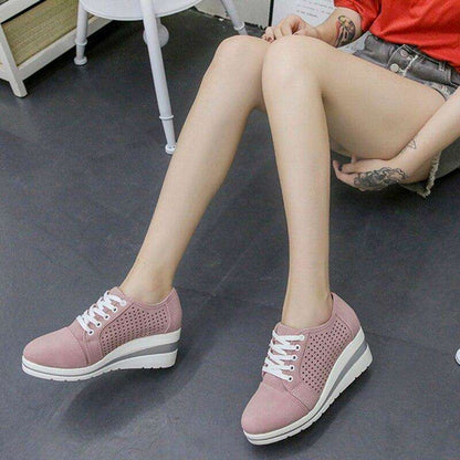 Breathable Wedge Heel Sneakers