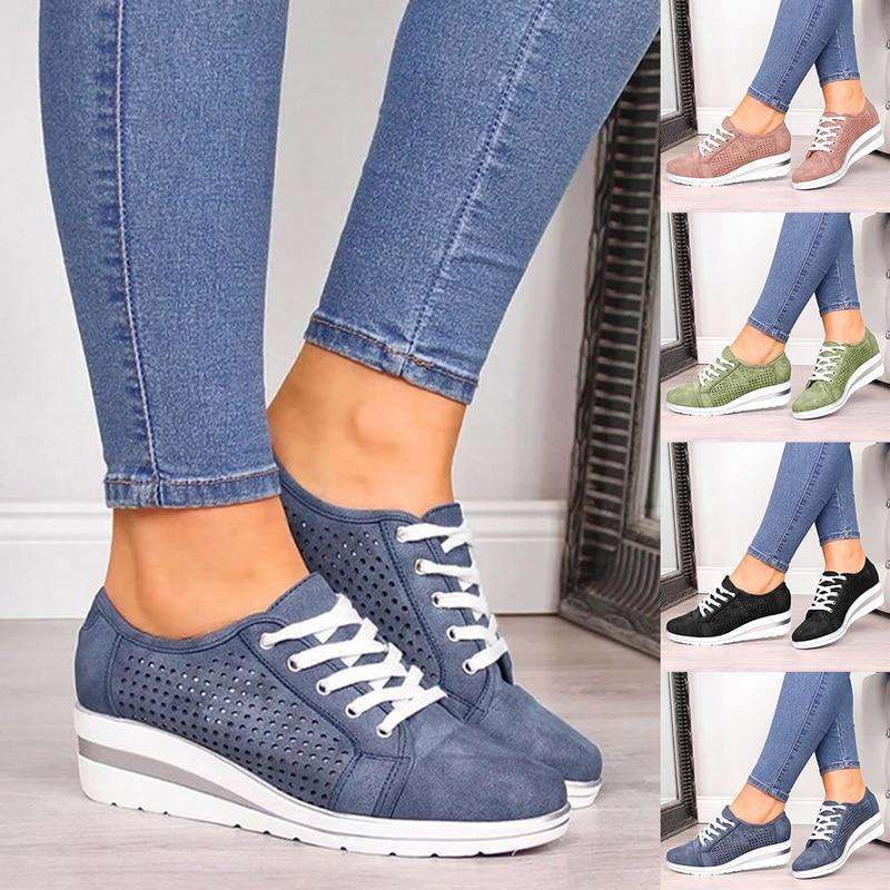 Breathable Wedge Heel Sneakers