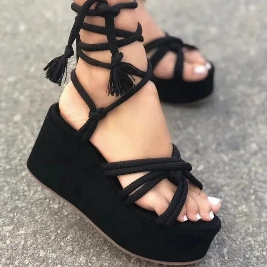 Ankle Strap Flatform Lace Up Platform Shoes